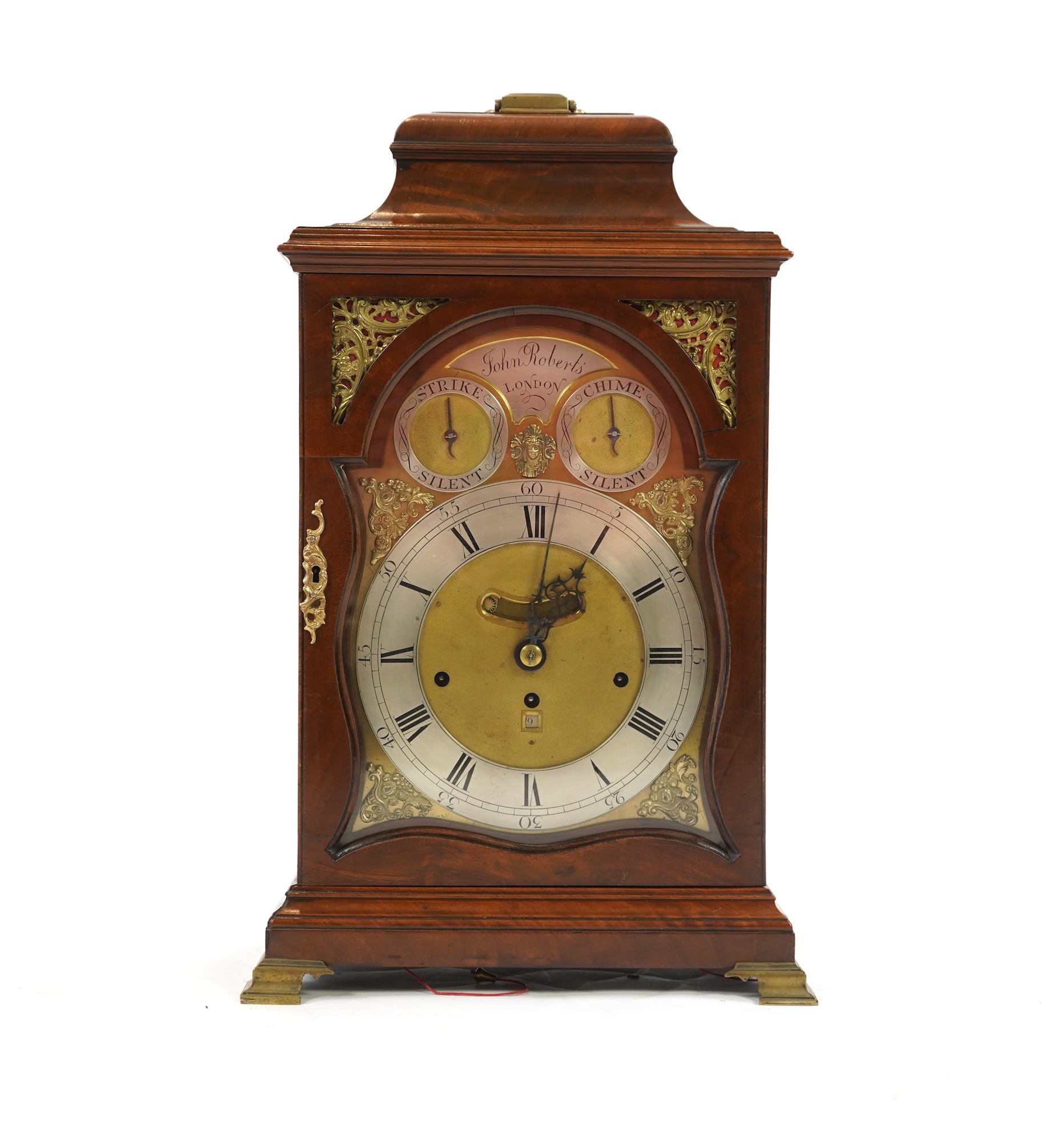 A George III mahogany triple fusee bracket clock by John Roberts, London